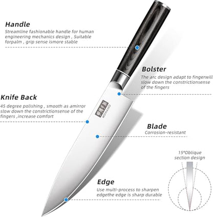 MDHAND Chef Knife Set with Roll Bag, Ultra Sharp Japanese Kitchen Knife Set - size: 10PCS Chef Knife Set