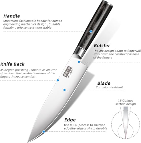 MDHAND Chef Knife Set with Roll Bag, Ultra Sharp Japanese Kitchen Knife Set - size: 9PCS Chef Knife Set