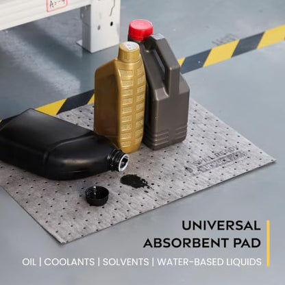 Spill Ready Universal & Oil Only Absorbent Pads Bundle 15" x 20" - 400 Pads Total, 200 Gray Universal + 200 White Oil Only, 2mm Standard Weight Sorbent Mats for Industrial Spill Cleanup