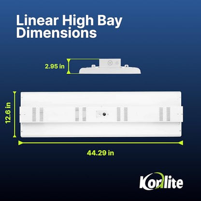 Konlite - 4 FT Linear LED Shop Lights, 225W, 30,626LM Bay Ceiling Shop Light for Commercial & Industrial Use, Non-Maintenance Shop Lights for Workshop, Garage Light, 5000K Daylight, Dimmable 1-10V - size: 1 PACK - 225W