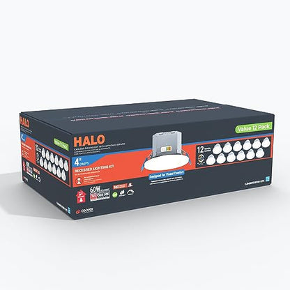 HALO 4" 600LM Canless LED Downlight 5CCT w/JBOX, Dimmable (12-Pack) - size: 4 inch 12PK