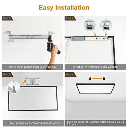 Black 2x4 FT LED Flat Panel Light Surface Mount 2 Pack