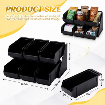 Novabright 6 Compartment Serve Condiment Bin Self Serve Condiment Packet - style: 6 Bin 2 Tier
