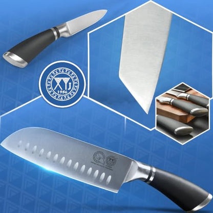 XYJ Knives Authentic Since 1986,Chef Knife Professional Set with Bag,Cleaver Butcher Knife for Meat Cutting Bag - color: Half Black, size: 15 in 1