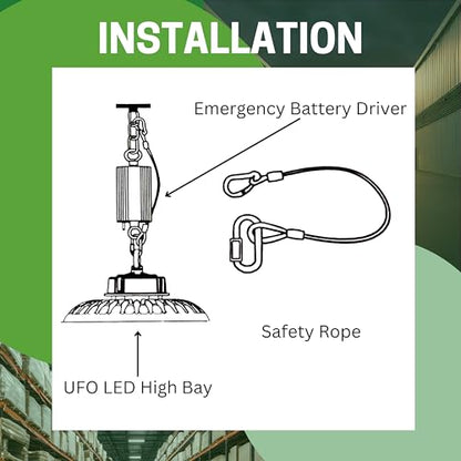 E2 LIGHTING 25W UFO Emergency Battery Driver, 100-347V Input, High Bay - color: 25W w Battery