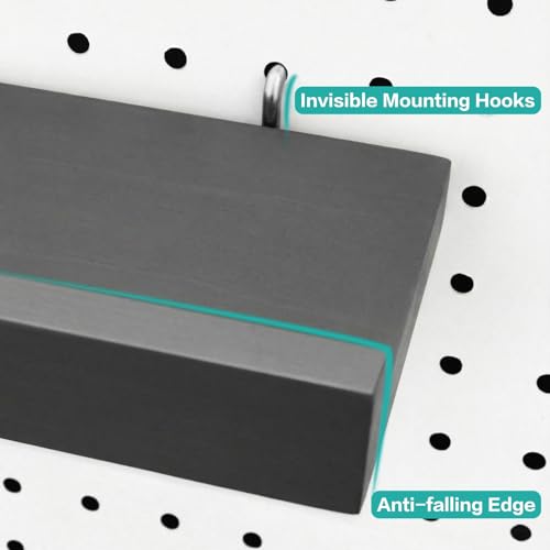 Black Pegboard Shelves with Lip, 3Pack 14" x 4" Peg Board Racks & Brackets - color: Black