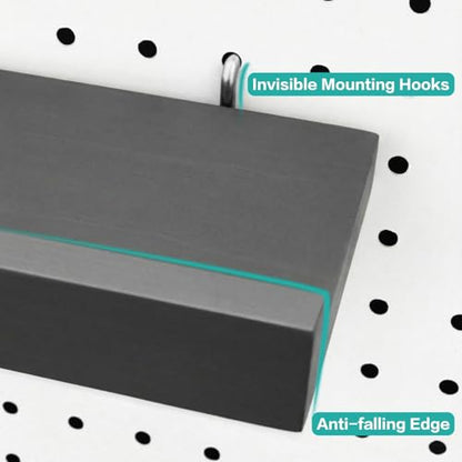 Black Pegboard Shelves with Lip, 3Pack 14" x 4" Peg Board Racks & Brackets - color: Black
