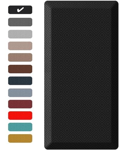 Ophanie Kitchen Mats for Floor,3/4 inch Thick,17x28 Anti Fatigue Cushioned Mat,Kitchen Rugs,Waterproof,Comfort Ergonomic Standing Mat for Office,Home,Sink with 99+ Pairs of Anti-Slip Bottom Ridges - color: Black, size: 17"L x 28"W x 0.8"Th