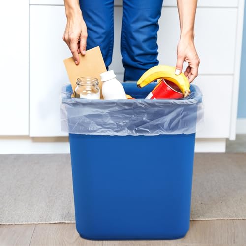 PLASTIC PRINCE 28 Quart Trash Can, Blue Plastic Rectangular 7 Gallon Wastebasket for Kitchen Bathroom Office, 28 qt Garbage Can Fits Under Desk Cabinet Sink, Pack of 2 - color: Blue