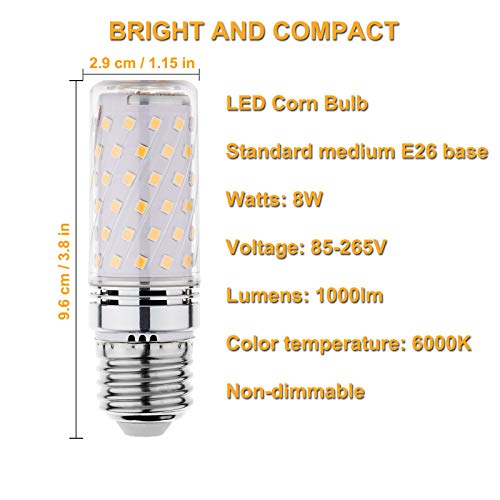 RAYHOO LED Light Bulbs Incandescent 80-100 Watts Equivalent, Standard Medium E26 Base,1000Lumens Non-Dimmable,4 Pack (White 6000K) - color: White 6000k