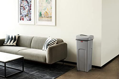 Rubbermaid Commercial Products Untouchable Trash Can with Lid, Gray, 23-Gal