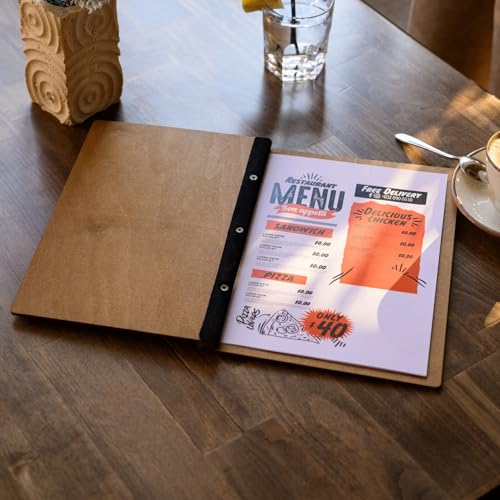 Inko Horeca -Wooden Menu Holder – 11.8 x 9 Inches – Hard Folding Menu Cover for Restaurants, Cafes, and Bars (Oak)