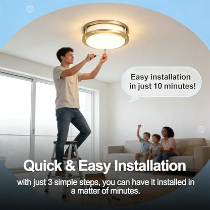 Drosbey 42W Dimmable LED Ceiling Light Fixture, Flush Mount Light Fixture for Kitchen, Bathroom, Bedroom, Garage, 4200 Lumens, 500W Equivalent, Daylight 5000K, Brushed Nickel - color: Brush Nickel, size: 42W