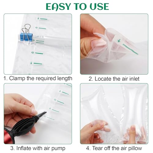 Air Pillows for Shipping with Hand Pump - 800 Count 3.54 x 7.87 in 100 Gallons Air Cushion– Inflatable Air Bags - Box Filler Packing Materials - Alternative to Packing Peanuts & Bubble Wrap - color: Deflated (Pump included), size: 800 Count