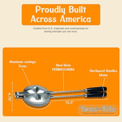 Tid Bit Handheld Sandwich Maker, Portable Sandwich Grill & Panini Press, Cast Aluminum Pie Iron, Retro 1945 Stovetop & Campfire Toaster for Hot Sandwiches, Pies, Paninis, RV & Camping - size: Tid-bid