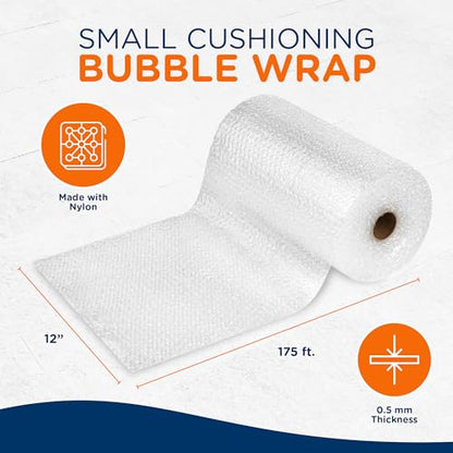 Campior Small Bubble Cushioning Wrap for Moving and Shipping - 175 Ft Bubble Packing Wrap for Packaging Boxes and Mailers, Clear Bubble Roll Moving Supplies, Perforated Every 12 inches, Pack of 1 - size: 1 Pack