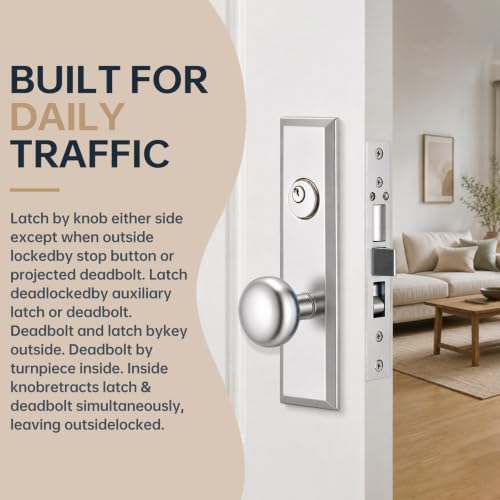 Tandefio 1 Set Mortise Lock with 2-1/2" Backset, Left Hand, Silver - style: Left Hand