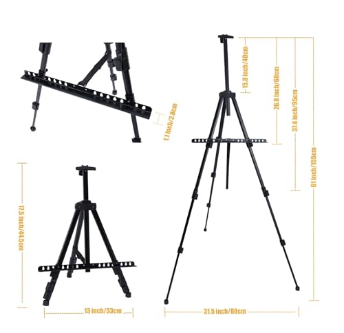 MXG Aluminum Art Easel,Professional Black Display Easel for Painting&Sign - color: black
