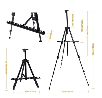 MXG Aluminum Art Easel,Professional Black Display Easel for Painting&Sign - color: black