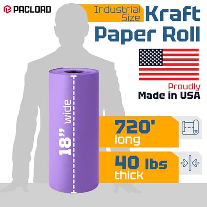 USA Made 18" x 8640" (720 ft) Lilac Kraft Paper Roll, Large Size - color: Lilac, size: 1 Roll