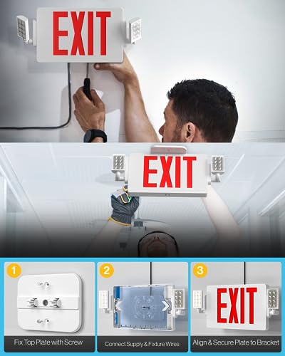 Sunco 2 Pack Red Exit Signs with LED Emergency Lights & Backup Battery - color: Red, size: 2 Pack
