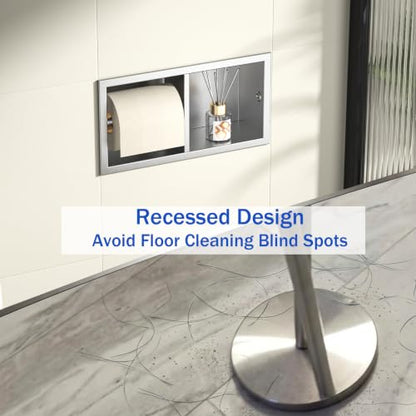 Dual Roll Toilet Paper Holder, Recessed Toilet Tissue Holder - color: Brushed