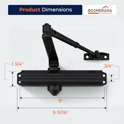 Boomerang D4016 Medium/Heavy-Duty Designer Auto Commercial Door Closer - color: Matte Black