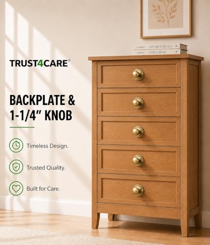 trust4care 4-Pack 2.3" Antique Brass Backplates of Bifold Closet Door Knob - color: Antique Brass, size: Set of 4