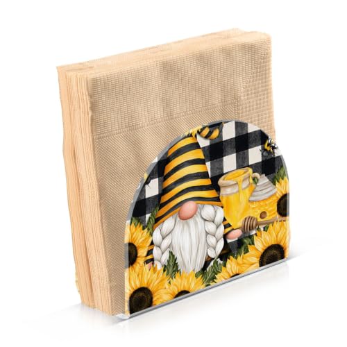 Bee Dwarf Sunflowe Napkin Holder Acrylic Tissue Dispenser - color: Bee Dwarf Sunflower