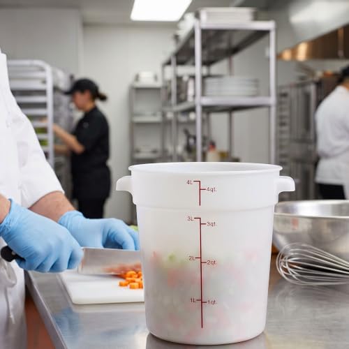TrueCraftware- 4 Quart Round Food Storage Container Translucent Polypropylene- Commercial Reusable Food Container Canister with Measurement Markings for Meal Prep Pantry Kitchen - color: 4 Quart