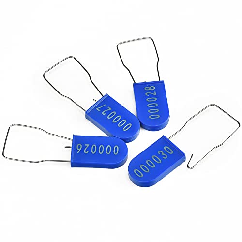 50PCS Plastic Padlock Security Seals Metal Wire Padlocks Electric Meter Lockout Tags Disposable Anti-Tamper Lock Numbered Anti Tamper Tags Blue - color: Blue, size: 50 PCS