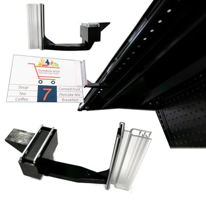 Magnetic Protruding Gondola Shelf Sign Holder, Stick Out Aisle Sign Display, Black, 5 Pack - size: 5 Pack