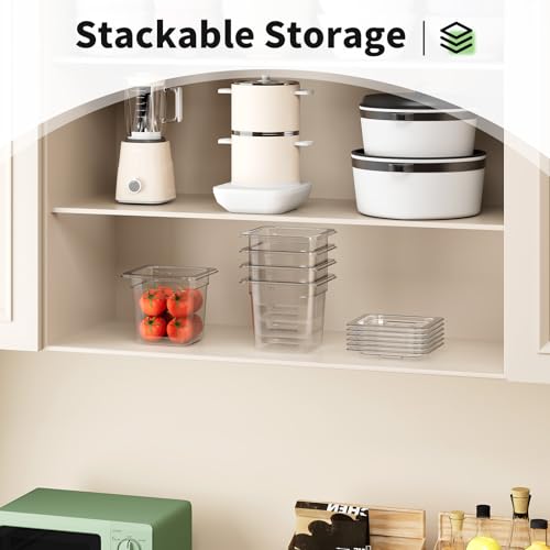 1/6 6'' 6 Pack Plastic Food Pans With Lids - color: 1/6 6"6 Pack