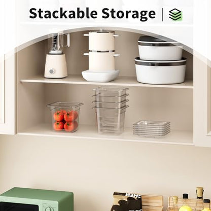 1/6 6'' 6 Pack Plastic Food Pans With Lids - color: 1/6 6"6 Pack