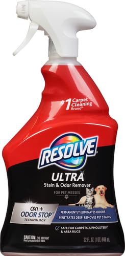 Resolve Ultra Pet Odor and Stain Remover Spray – Carpet Cleaner for Cat and Dog Urine and Poop, 32oz (Pack of 2) - size: 32 Ounce (Pack of 2)