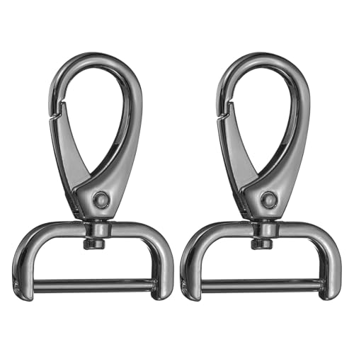 HARFINGTON 2Pcs Detachable Snap Hook Swivel Clasp 1" D Ring with Swivel Lobster Claw Clasps Hook for Purse Strap Keychain Bag DIY Craft, Gunmetal - color: Gunmetal, size: 1"