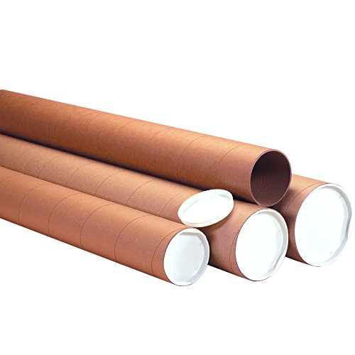 Box USA Mailing Tubes, 4" W x 42" H, 12-Pack - Heavy-Duty Round Corrugated Tubes for Mailing and Storage of Blueprints, Artwork, Crafts, Posters, Long Art Holder - size: 4x42" 12-Pk