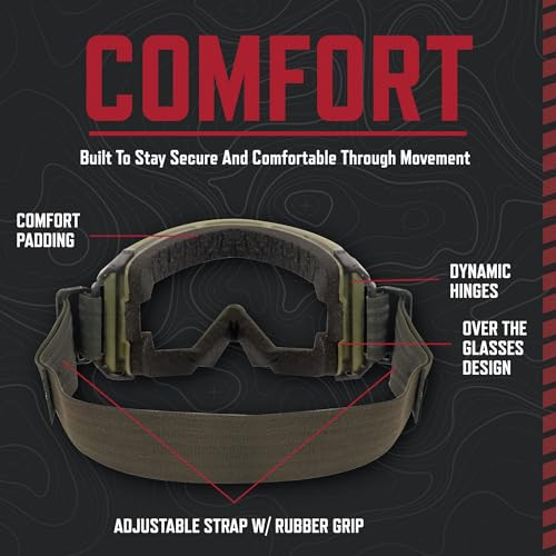Rothco ANSI Rated OTG Goggles – Ansi Z87‑1 Over‑The‑Glasses Anti‑Fog Safety Eyewear - UV400 Protection - color: Black / Clear