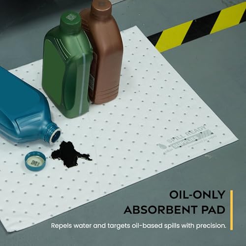 Oil Only Absorbent Pads 15" x 20" (100 Pack) - Heavy Weight, Hydrophobic - color: 100 Pads - Heavyweight, size: 1
