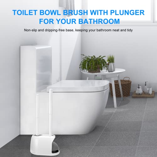 SetSail Toilet Brush and Plunger Set, Semi-Hidden Toilet Plungers, White - color: White, size: 1 pack