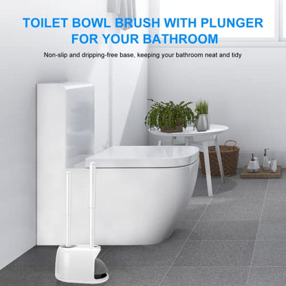 SetSail Toilet Brush and Plunger Set, Semi-Hidden Toilet Plungers, White - color: White, size: 1 pack
