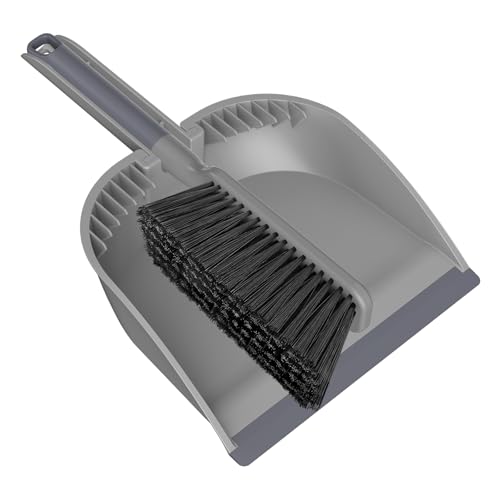 SetSail Small Dustpan and Brush Set with Comb Teeth Clean Pet Hair, Gray - color: Gray