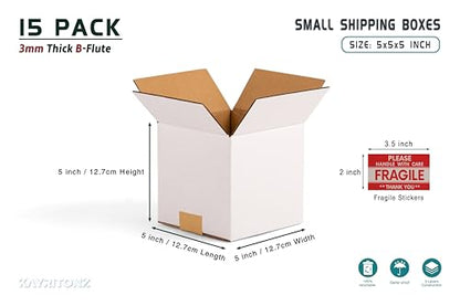5x5x5 inch Small Shipping Boxes, 5 x 5 White Box, 15 Pack - size: 5x5x5-inch 15-Pack