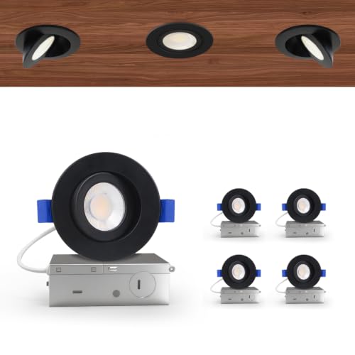 Aosclex 4 Pack 3 ''LED Gimbal Eyeball Recessed Light, 5CCT Dimmable Black - color: Black-3inch, size: 4 Pack