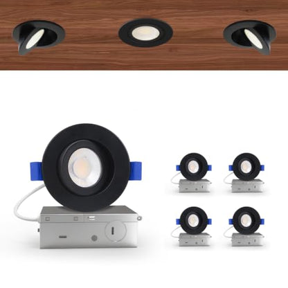 Aosclex 4 Pack 3 ''LED Gimbal Eyeball Recessed Light, 5CCT Dimmable Black - color: Black-3inch, size: 4 Pack