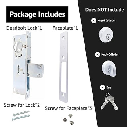 elox Swinging Narrow Stile Aluminum Door Mortise Deadbolt Lock, Swinging Deadbolt, 1-1/8" Backset, w/Aluminum & Bronze Duronodic Finish faceplate, Without Cylinder and Without Keys - color: Silver