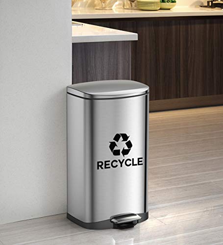 Ignixia Recycle Symbol Sticker Decal to Organize Trash Cans/Garbage Containers, Sign Plotter Cut Vinyl Outdoor (Black, 10 X 7 Inches Large, Pack of 02) - color: Black (Pack of 02)