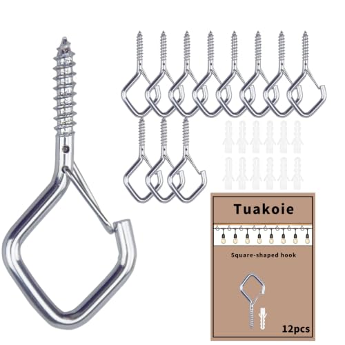 46 Pack Ceiling Hooks with Safety Buckle 2.36IN Screw in Hooks - color: Silver