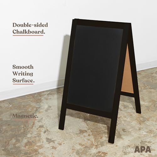 Ilyapa A Frame Chalk Board Easel Sign 40x20 in - Sandwich Signs Outdoor - color: Black