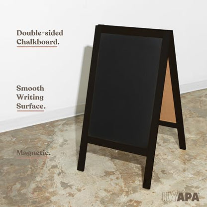 Ilyapa A Frame Chalk Board Easel Sign 40x20 in - Sandwich Signs Outdoor - color: Black